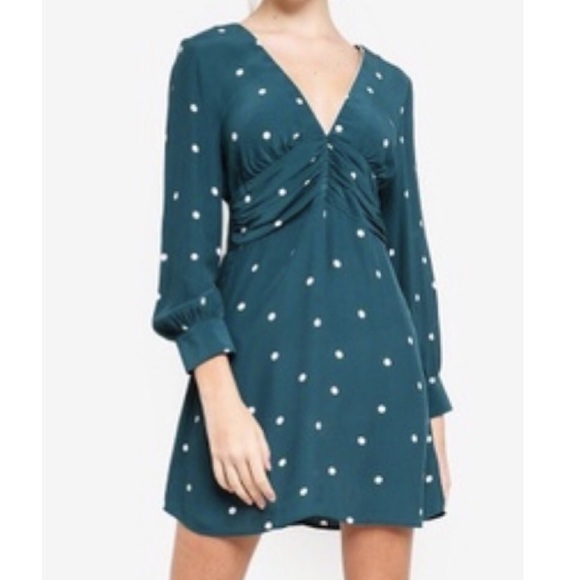 green polka dot dress topshop
